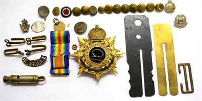 Lot 52 - An Edwardian Brass and Silver Helmet Plate to The West Yorkshire Regiment, with lug fixing;...