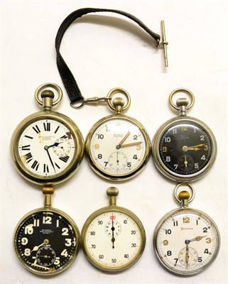 Lot 83 - A Military Stop Watch, in nickel case, the back marked with broad arrow, PATT.3169 and 24059; a...