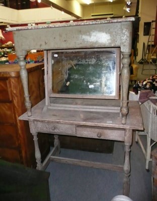 Lot 654 - A Victorian Painted Pine Kitchen Table, fitted two drawers; A Bleached Oak Side Table, fitted...