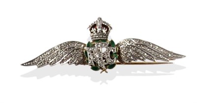 Lot 90 - A Royal Flying Corps Sweetheart Brooch, in 15 carat gold and platinum, enamelled and set with...