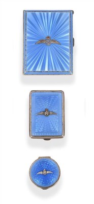 Lot 99 - A Silver and Enamel RAF Cigarette Case, of rectangular form, the cover applied with pilot's...