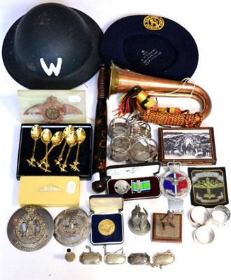 Lot 102 - A Quantity of Mainly RAF Related Militaria, including plated napkin rings, decanter labels,...