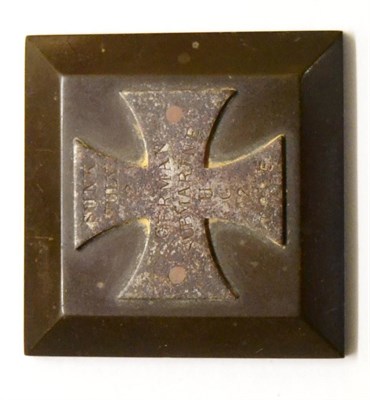 Lot 111 - A Rare First World War Submarine Relic, in the form of an iron cross stamped GERMAN SUBMARINE...