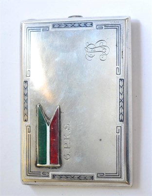 Lot 123 - A Rare Hermes Art Deco Silver and Enamel Cigarette Case, of rectangular form, the left upper...