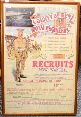 Lot 127 - A First World War Coloured Lithographic Territorial Force  Recruitment Poster, to the County of...