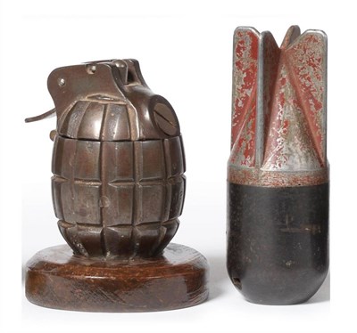 Lot 155 - A Second World War No.36M Mk.I Mills Bomb (Hand Grenade), converted to a desk top match holder...