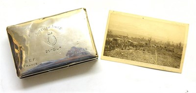 Lot 156 - A George V Silver Cigarette Box, of rectangular form, the hinged cover engraved ";76TH FIELD...