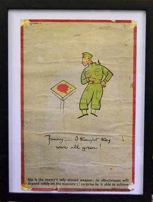 Lot 159 - A Second World War Propaganda Poster, warning infantry soldiers of the danger of surprise gas...