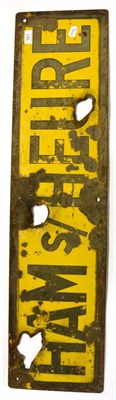 Lot 161 - A Second World War Period Enamel Sign for the Belgian Town of Ham-sur-Heure, in yellow with...