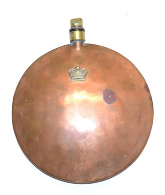 Lot 172 - A Victorian Officer's Copper Campaign Hot Water Bottle, of compressed globular form with brass...