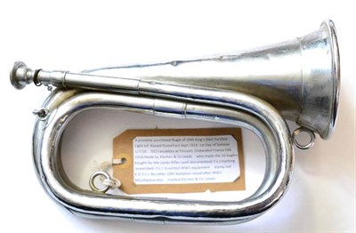 Lot 182 - A First World War Privately Purchased Chromed Bugle by Kitchen & Co, Leeds, to the 10th Kings...