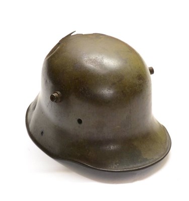 Lot 215 - A Rare N.J.62 Stamped First World War M16 Army Helmet Shell, the inner skull stamped B/803, the...