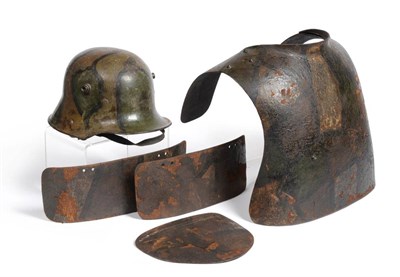 Lot 222 - A Rare First World War German Grapenzer (Body Armour) and Helmet, the grapenzer bearing some of its