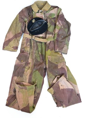 Lot 233 - A Second World War Tank Crew Camouflage ";Pixie"; Oversuit, with numerous pockets, buckled neck...