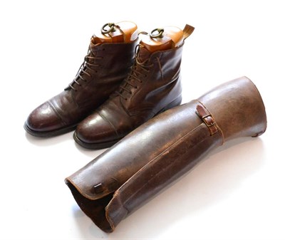 Lot 236 - A Pair of First World War Officer's Brown Leather Boots by John Lobb, London & Paris, the inner...