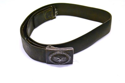 Lot 241 - A German Third Reich Luftwaffe OR Belt, with white-washed aluminium buckle, the leather...