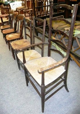 Lot 670 - Seven Assorted Bentwood Chairs; Three 19th Century Elm Kitchen Chairs; and Three Ladderback and...