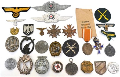 Lot 264 - A Quantity of German Third Reich Badges and Insignia, including Mother's Cross in bronze,...