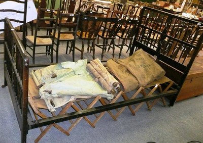 Lot 672 - Heal & Son Oak Single Railed Bedstead, and a Quantity of Campaign Furniture, including a...