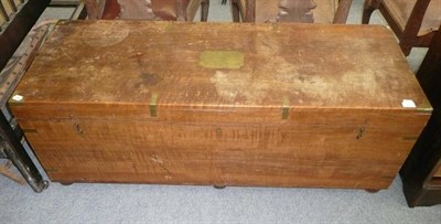 Lot 673 - A 19th Century Camphorwood and Brass Bound Box, fitted drop handles, probably military interest