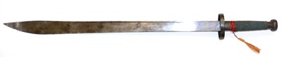 Lot 285 - A Late 19th Century Chinese Executioner's Two Handed Sword, the 87cm broad single edge heavy...