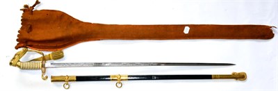 Lot 289 - A US Model 1852 Navy Officer's Dress Sword, the 76cm single edge fullered steel blade etched...