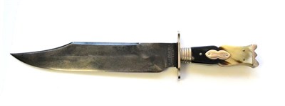 Lot 297 - A Bowie Knife, the 27cm single edge clip point steel blade stamped ALEXANDER, SHEFFIELD at the...