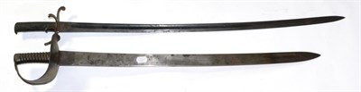 Lot 327 - A Victorian 1889 Pattern Naval Cutlass, the 78cm single edge broad steel blade stamped at the...