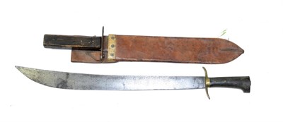 Lot 330 - A Klewang Type Cutlass, the 55.5cm broad curved single edge steel blade stamped No.100, with...