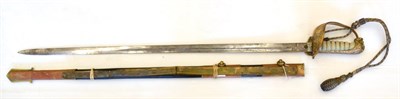 Lot 341 - A George V Royal Navy Officer's Dress Sword, with straight, etched blade, length 79 cm, with single