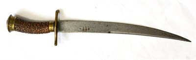 Lot 346 - An Early 19th Century Naval Dirk, the 30cm clip point steel blade inlaid with three copper shooting