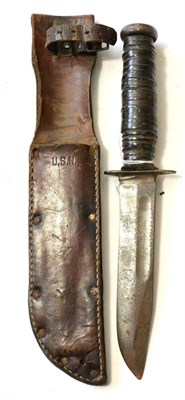 Lot 351 - A Second World War American Bronze and Silver Medal Winner's Fighting Knife, with 16.5cm clip point