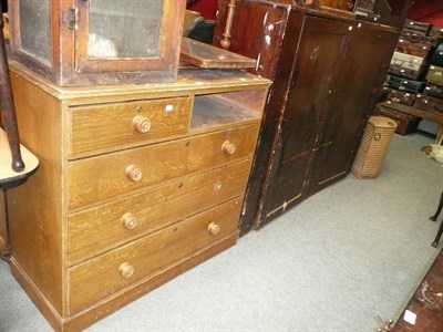 Lot 681 - A Victorian Grained Pine Four Height Chest of Drawers (one drawer missing); A Stained Pine Two-Door