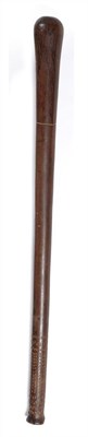 Lot 375 - A 19th Century Fijian Bowai Club, of dense reddish hardwood, with rounded head, the slightly...