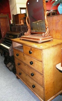 Lot 683 - A 19th Century Blonde Oak Four Height Chest; A Victorian Mahogany Dressing Table Mirror; A...