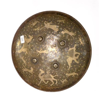 Lot 384 - An Indian Steel Dhal, of circular form, the rolled borders with reinforced scalloping,...