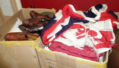 Lot 688 - Three Boxes of Old Clothing, Bags, Shoes etc