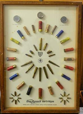 Lot 436 - An Eley-Kynoch Cartridge Display, showing a collection of sporting and military cartridges,...