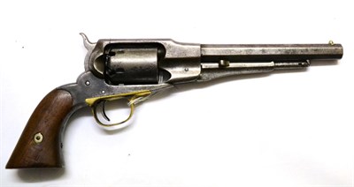 Lot 453 - A Remington Navy Six Shot Single Action Percussion Revolver, the 18.5cm octagonal steel barrel...