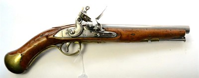 Lot 458 - A George III Sea Service Flintlock Belt Pistol, the 23cm steel barrel with Tower ordnance markings