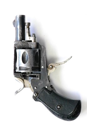 Lot 485 - A 19th Century Six Shot Rimfire Pocket Revolver, with 4cm steel barrel, fluted cylinder with...