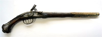 Lot 490 - A Late 18th Century Caucasian Flintlock Holster Pistol, the 35cm steel barrel octagonal at the...