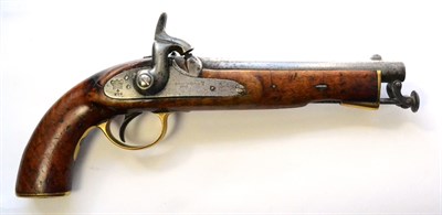 Lot 492 - An East India Government  Percussion Pistol, the 20cm steel barrel with various markings, the...