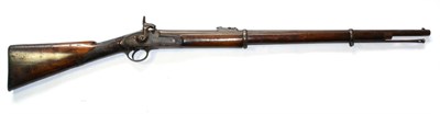 Lot 501 - A 19th Century Percussion Two Band Musket, the right side of the 80cm steel barrel with bayonet...