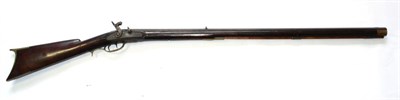 Lot 509 - A 19th Century Percussion Kentucky Rifle, the 89.5cm octagonal steel barrel with blade...