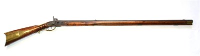 Lot 510 - A 19th Century Percussion Kentucky Rifle, the 95cm octagonal steel barrel engraved P S to the...