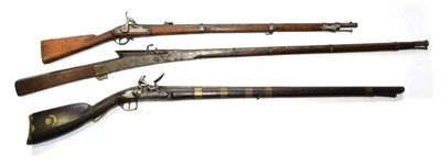 Lot 523 - A 19th Century Turkish Flintlock Musket, the 88cm steel barrel octagonal at the breech and...