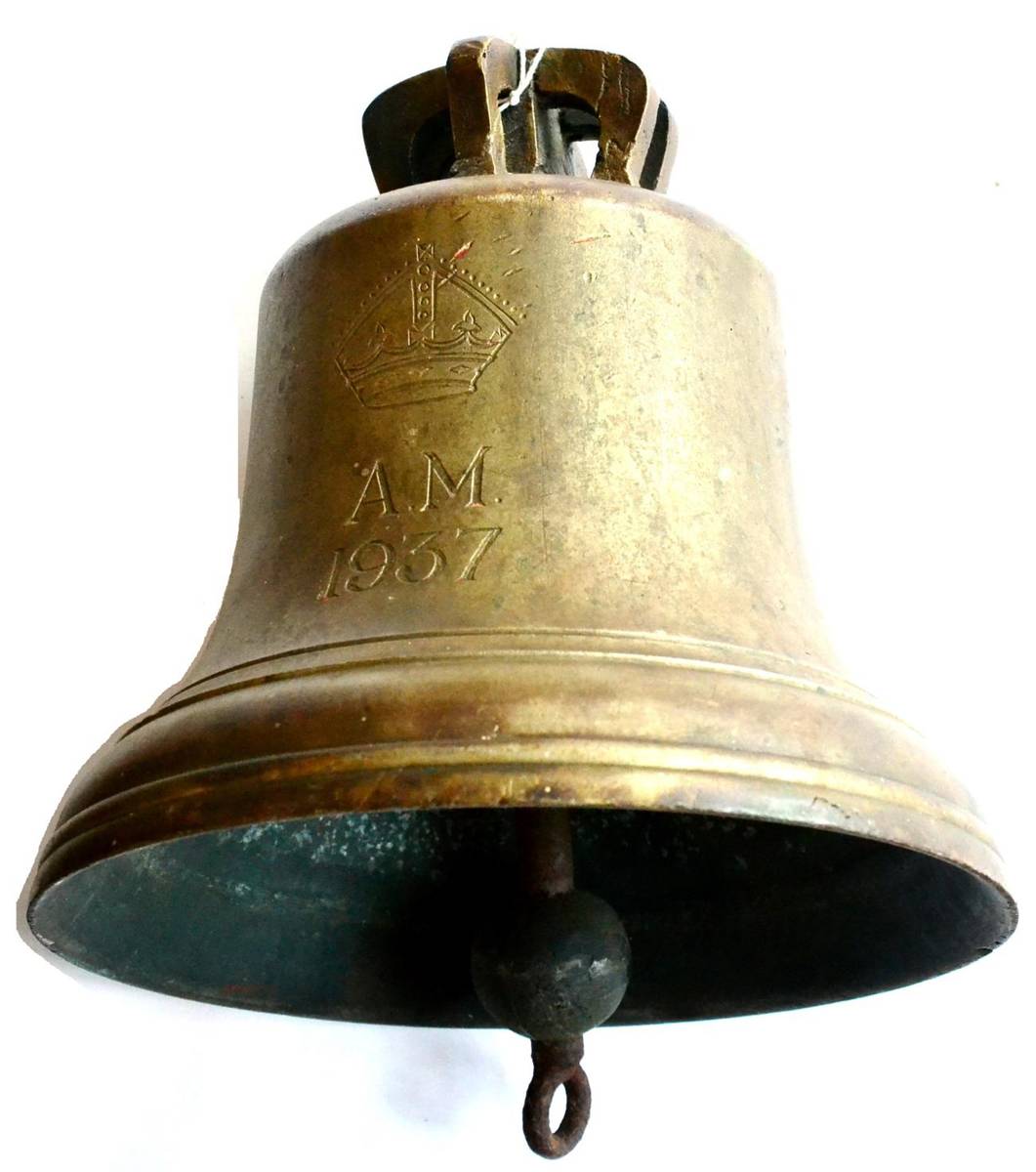 Lot 65 - A Second World War RAF Scramble Bell, engraved with Air Ministry crown over 1937, with original...