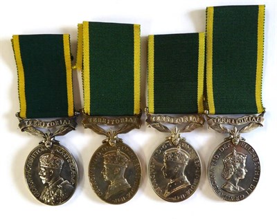 Lot 7 - Four Efficiency Medals with Territorial Suspender Bars, one George V awarded to 745509...