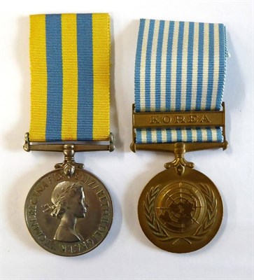 Lot 8 - A Korea Pair, comprising Korea Medal awarded to C/SSX. 868561 A.SPARKES. A.B. R.N. and UN Korea...